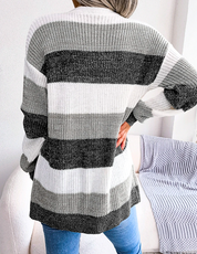 Pauline Ashgrove | Colour Block Stripe Knit Cardigan For Women