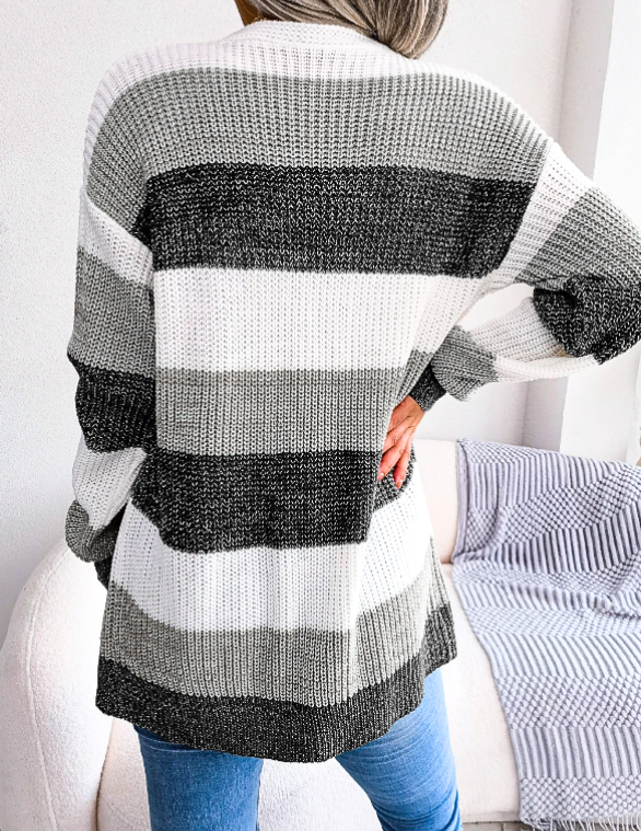 Pauline Ashgrove | Colour Block Stripe Knit Cardigan For Women