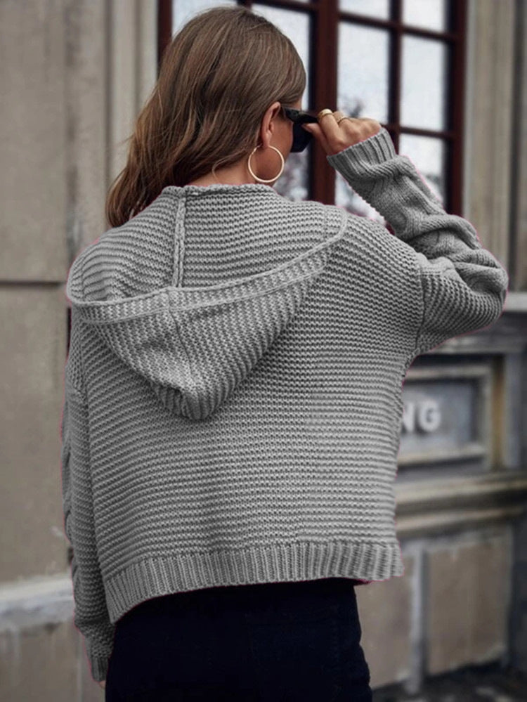Rosalind Mercer | Hooded Cable Knit Cardigan For Women