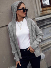 Rosalind Mercer | Hooded Cable Knit Cardigan For Women