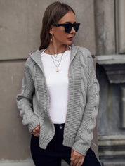 Rosalind Mercer | Hooded Cable Knit Cardigan For Women