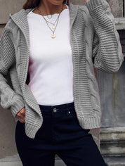 Rosalind Mercer | Hooded Cable Knit Cardigan For Women