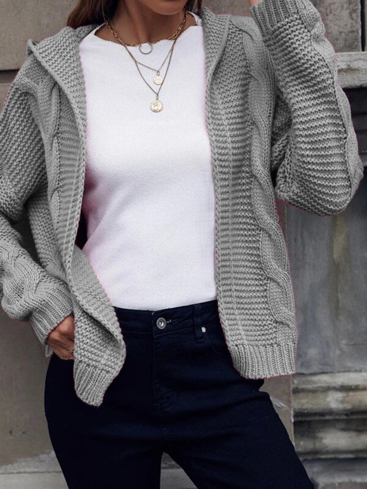 Rosalind Mercer | Hooded Cable Knit Cardigan For Women
