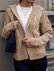 Rosalind Mercer | Hooded Cable Knit Cardigan For Women