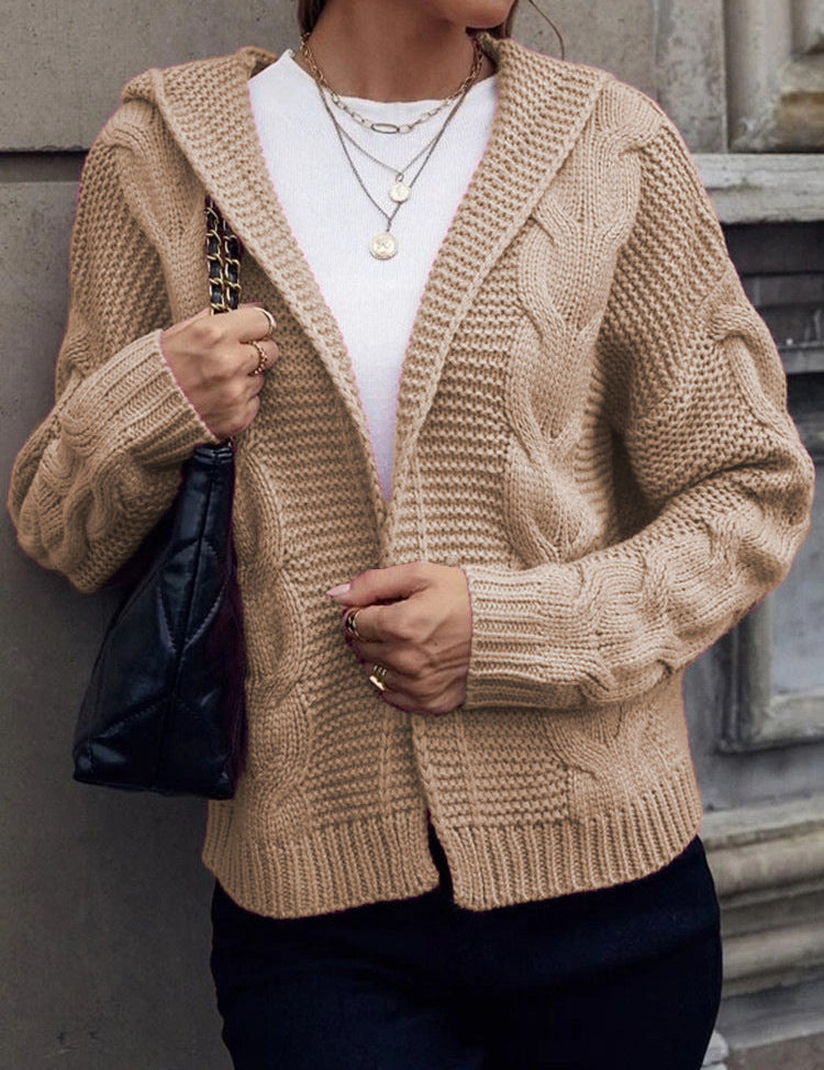Rosalind Mercer | Hooded Cable Knit Cardigan For Women