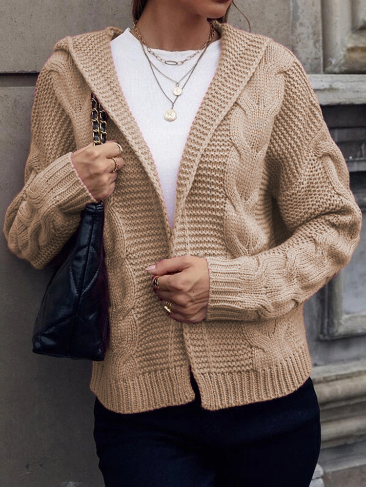 Rosalind Mercer | Hooded Cable Knit Cardigan For Women