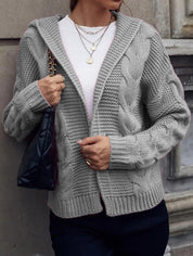 Rosalind Mercer | Hooded Cable Knit Cardigan For Women