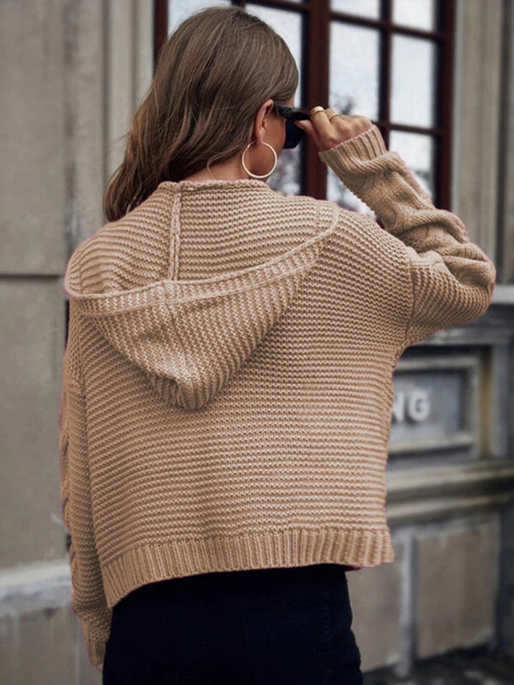 Rosalind Mercer | Hooded Cable Knit Cardigan For Women