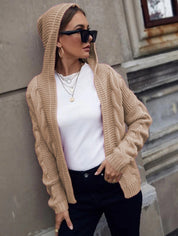 Rosalind Mercer | Hooded Cable Knit Cardigan For Women