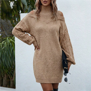 Isadora Wellcroft | Cold Shoulder Turtleneck Mini Sweater Dress For Women