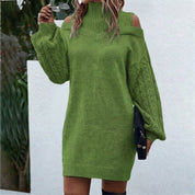 Isadora Wellcroft | Cold Shoulder Turtleneck Mini Sweater Dress For Women