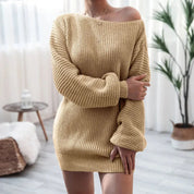 Annette Ravensbourne | Off-Shoulder Knit Mini Dress For Women