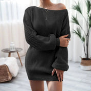 Annette Ravensbourne | Off-Shoulder Knit Mini Dress For Women