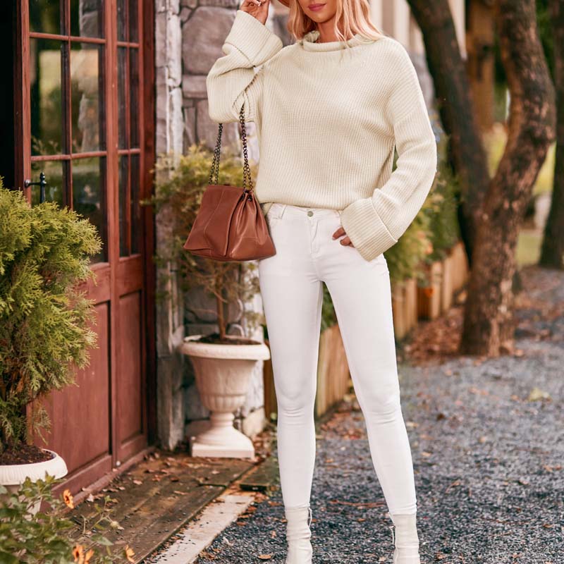 Helena Cromwell | Oversized Turtleneck Knit Sweater For Women