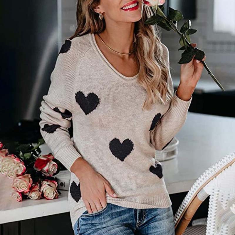 Rosalind Wentmore | Heart Print Knit Sweater For Women