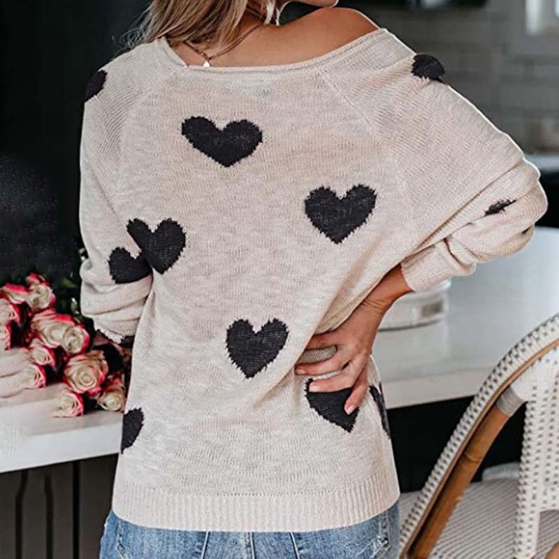 Rosalind Wentmore | Heart Print Knit Sweater For Women