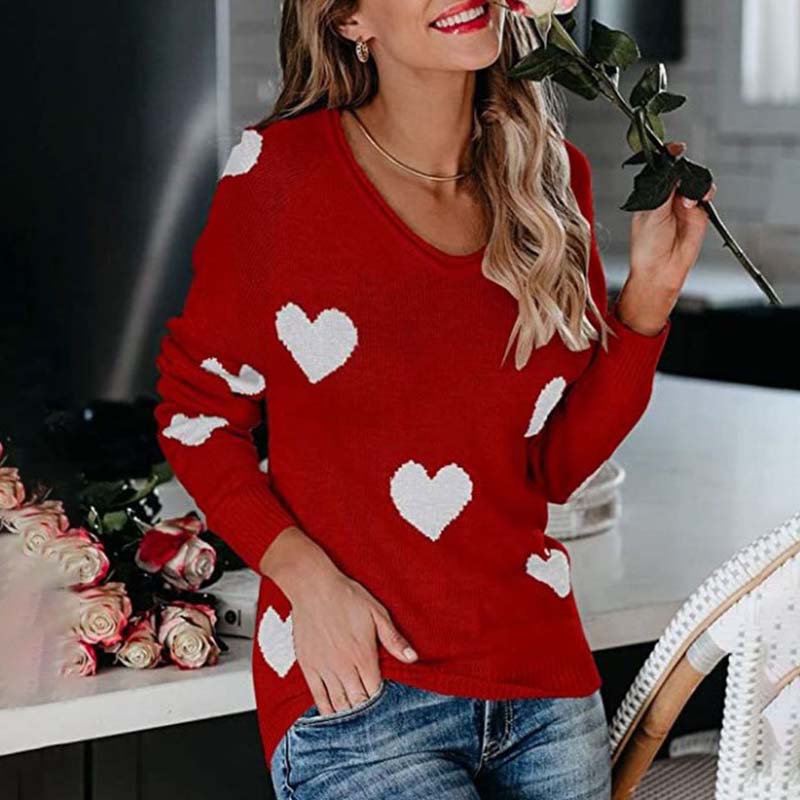 Rosalind Wentmore | Heart Print Knit Sweater For Women