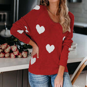 Rosalind Wentmore | Heart Print Knit Sweater For Women
