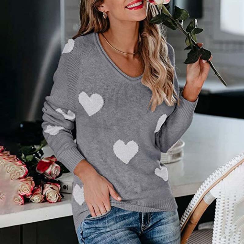 Rosalind Wentmore | Heart Print Knit Sweater For Women