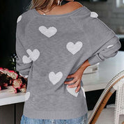 Rosalind Wentmore | Heart Print Knit Sweater For Women