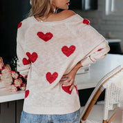 Rosalind Wentmore | Heart Print Knit Sweater For Women