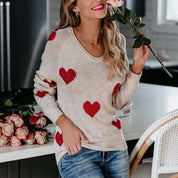 Rosalind Wentmore | Heart Print Knit Sweater For Women