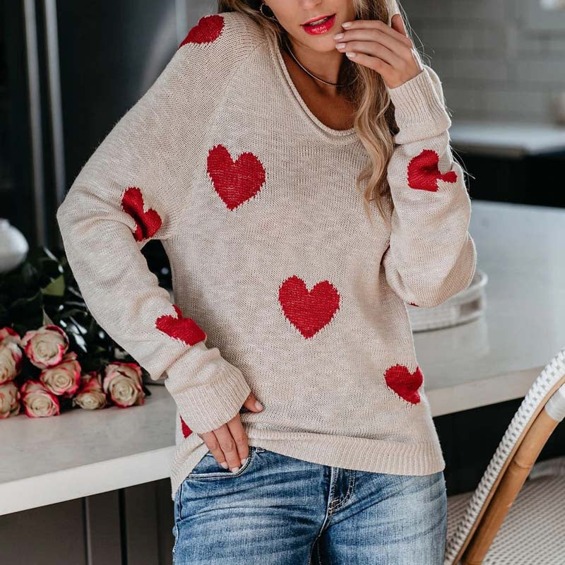 Rosalind Wentmore | Heart Print Knit Sweater For Women