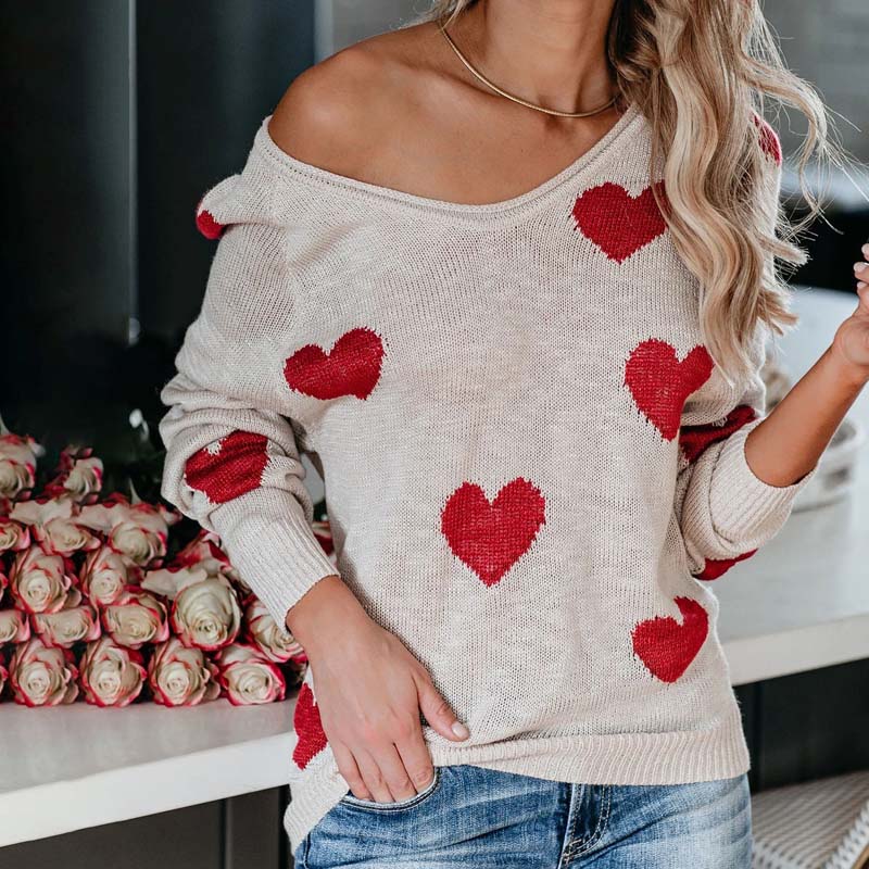 Rosalind Wentmore | Heart Print Knit Sweater For Women
