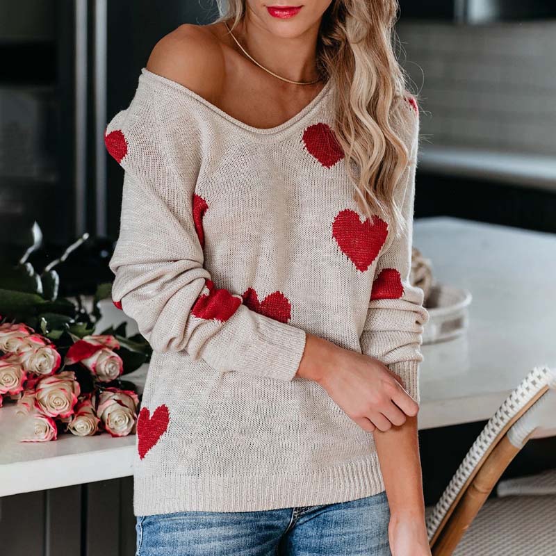 Rosalind Wentmore | Heart Print Knit Sweater For Women