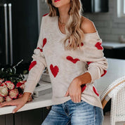 Rosalind Wentmore | Heart Print Knit Sweater For Women