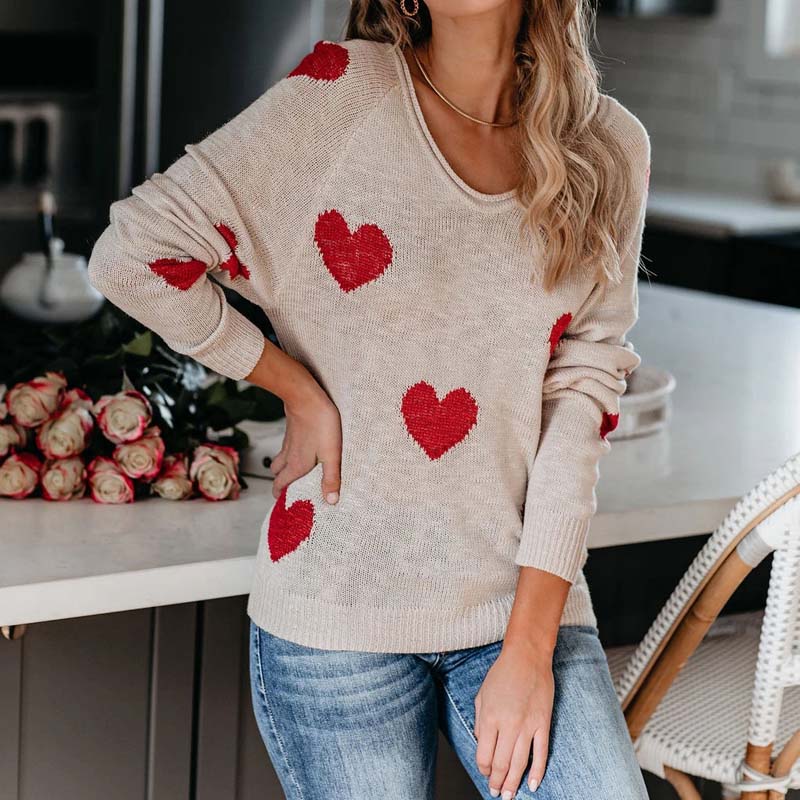 Rosalind Wentmore | Heart Print Knit Sweater For Women