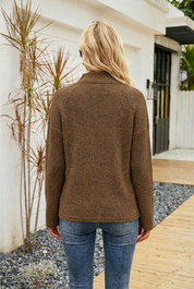 Harriet Clovewood | Striped Half-Zip Knit Sweater For Women