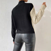 Harriet Pembrooke | Colour Block Mock Neck Knit Sweater For Women