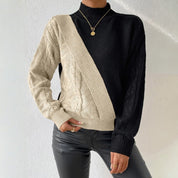 Harriet Pembrooke | Colour Block Mock Neck Knit Sweater For Women