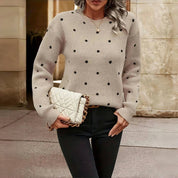Winifred Ashmore | Polka Dot Crew Neck Knit Sweater For Women