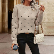 Winifred Ashmore | Polka Dot Crew Neck Knit Sweater For Women