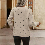 Winifred Ashmore | Polka Dot Crew Neck Knit Sweater For Women