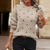 Winifred Ashmore | Polka Dot Crew Neck Knit Sweater For Women