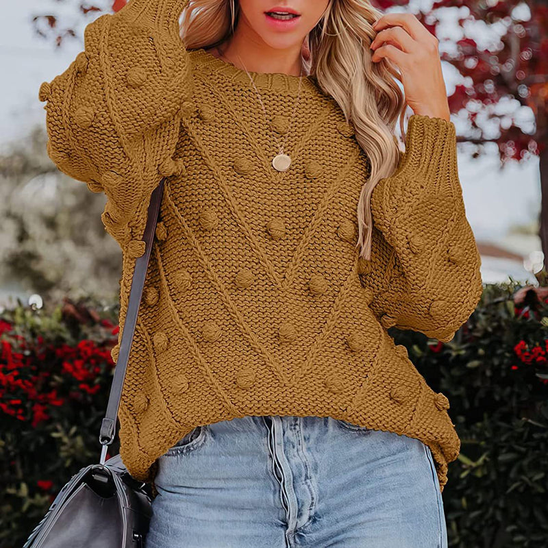 Thea Collingwood | Chunky Pom Pom Cable Knit Sweater For Women