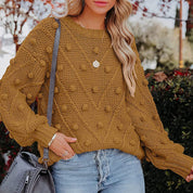 Thea Collingwood | Chunky Pom Pom Cable Knit Sweater For Women