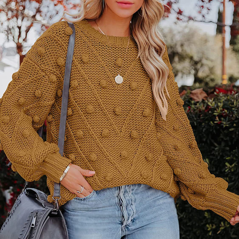 Thea Collingwood | Chunky Pom Pom Cable Knit Sweater For Women