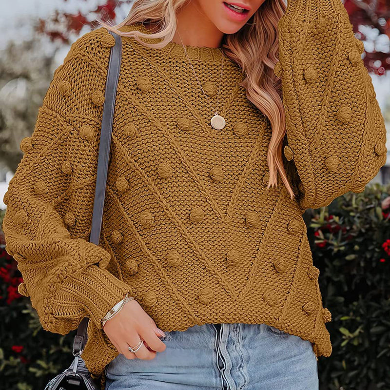 Thea Collingwood | Chunky Pom Pom Cable Knit Sweater For Women