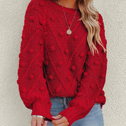 Thea Collingwood | Chunky Pom Pom Cable Knit Sweater For Women