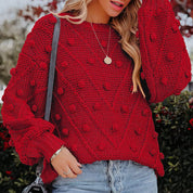 Thea Collingwood | Chunky Pom Pom Cable Knit Sweater For Women