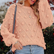 Thea Collingwood | Chunky Pom Pom Cable Knit Sweater For Women