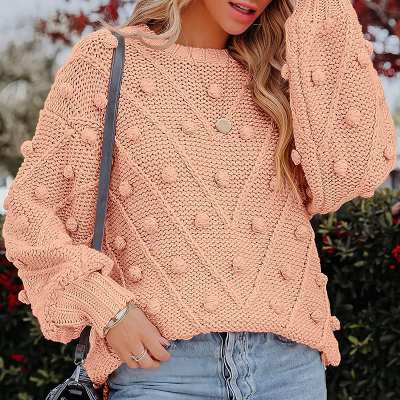 Thea Collingwood | Chunky Pom Pom Cable Knit Sweater For Women