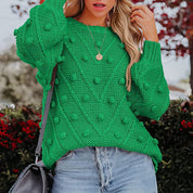 Thea Collingwood | Chunky Pom Pom Cable Knit Sweater For Women