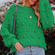 Thea Collingwood | Chunky Pom Pom Cable Knit Sweater For Women