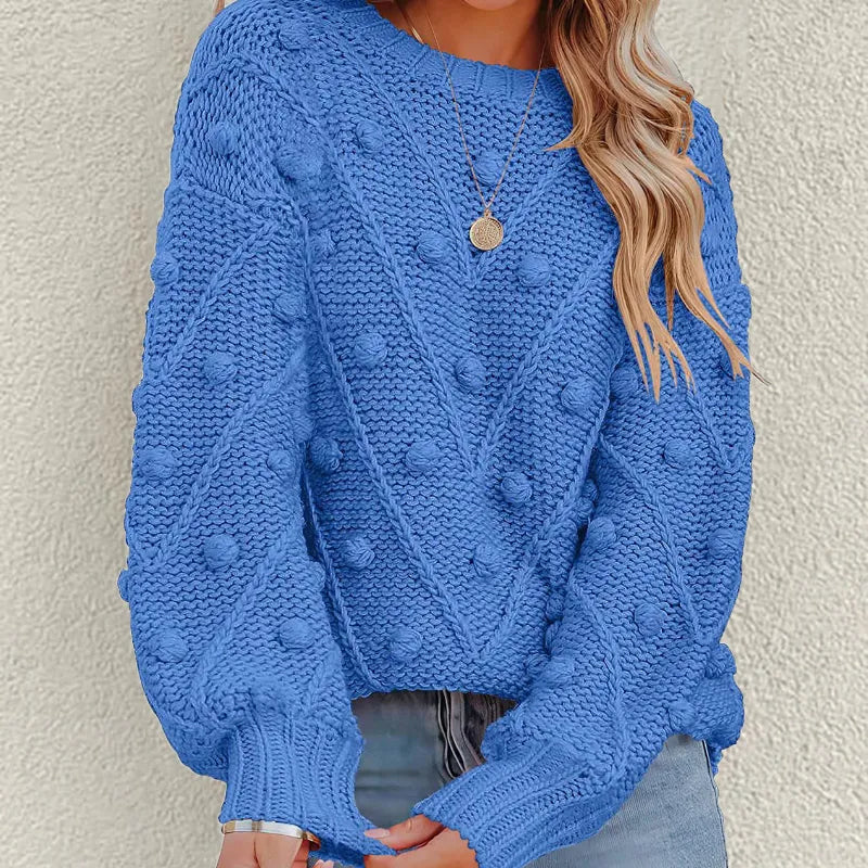 Thea Collingwood | Chunky Pom Pom Cable Knit Sweater For Women