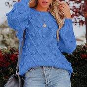 Thea Collingwood | Chunky Pom Pom Cable Knit Sweater For Women